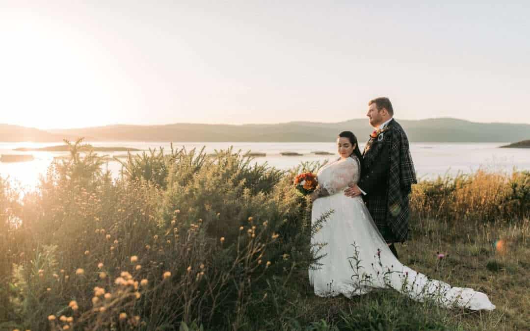 Romantic Golden hour elopement at Portavadie Marina Argyll Coast
