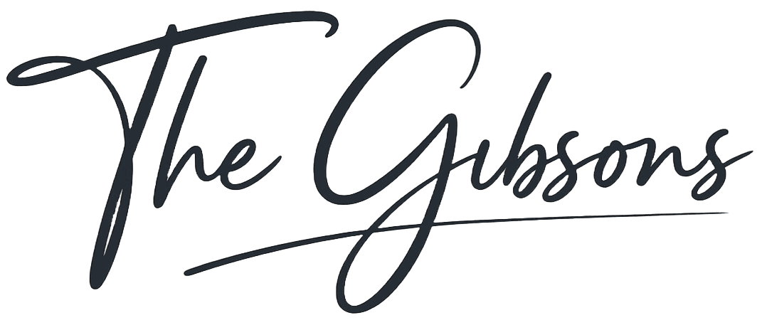 Transparent cropped logo 2026 black Handwritten script text reads “The Gibsons” in black on a white background.